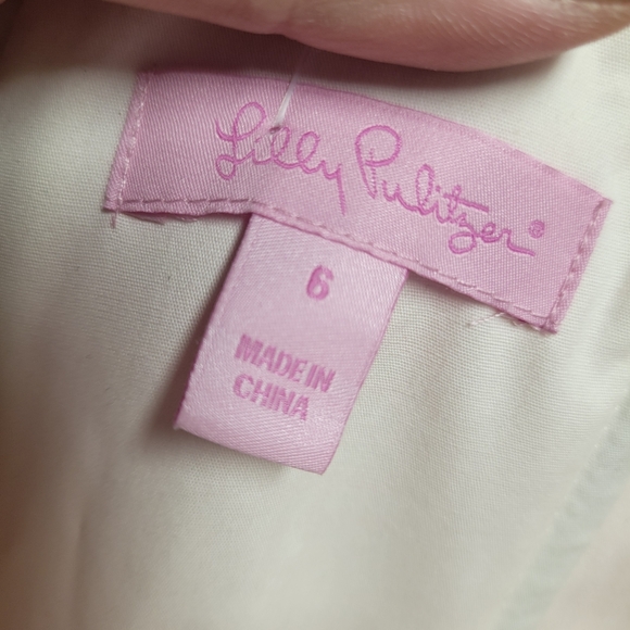 Lilly Pulitzer Fiesta Pink‎ Gingham Lowe Dress Strapless  Peplum Ruffle  size 6 - Picture 6 of 6